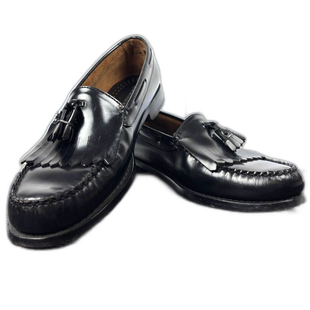 G.H. Bass Weejuns Layton Kiltie Tassel Loafers Men's Size 10 D Black Leather